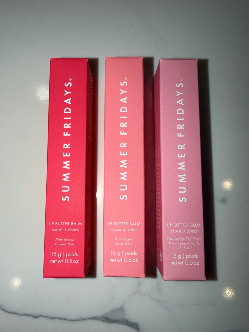 Summer Fridays Lip Butter Balm Trio — Bright Pink, Coral Pink, Soft Pink